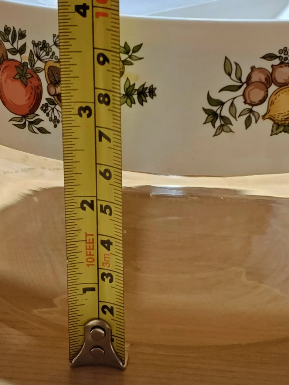 Pyrex Glass Food Storage Container with White Fruit-Patterned Lid